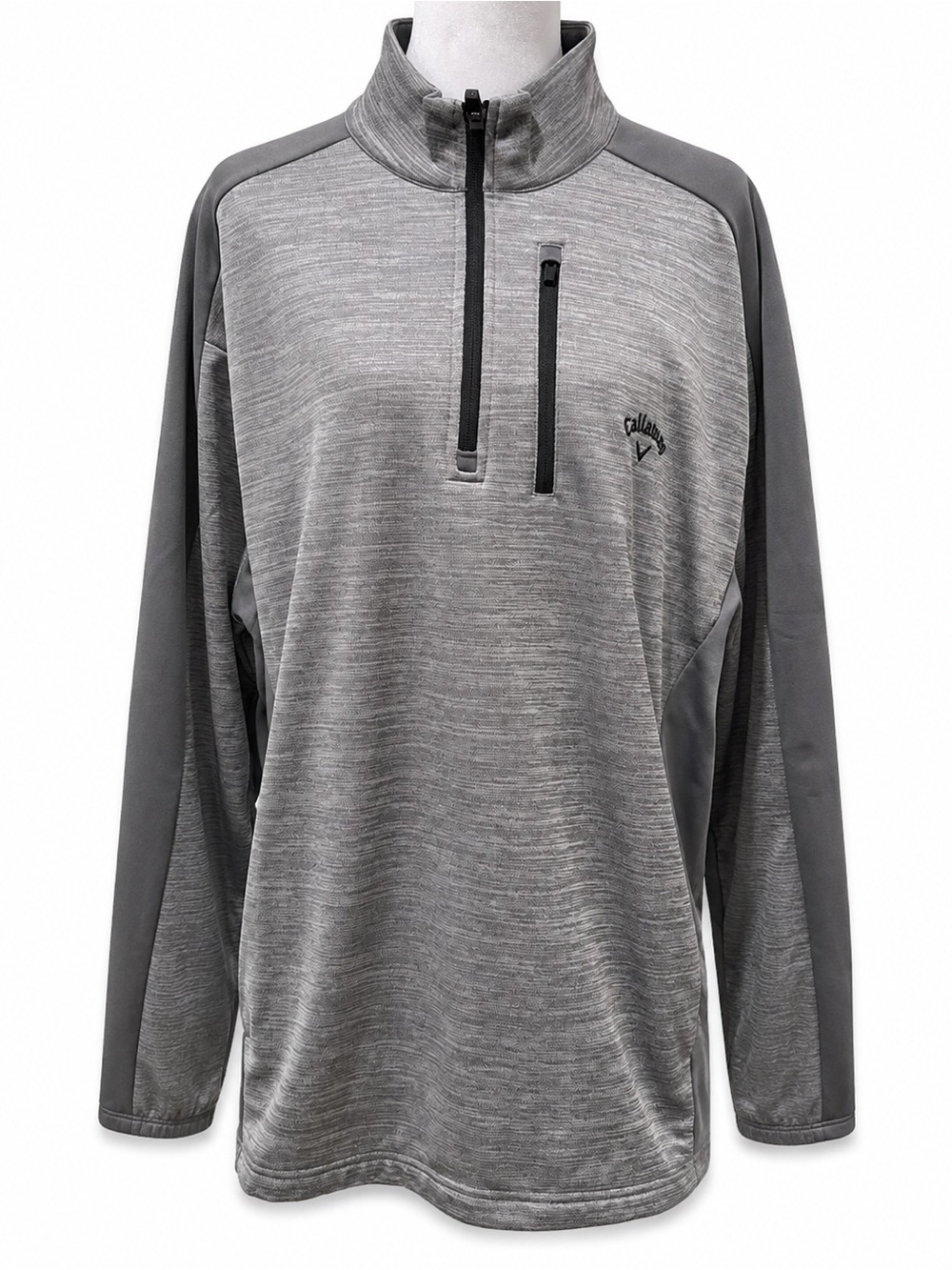 Callaway Men’s XL Gray Tech Fleece Quarter Zip Golf Pullover Chest Pocket